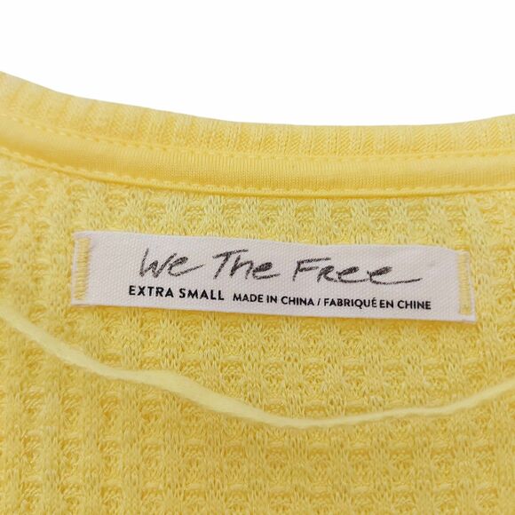 Free People We The Free Santa Clara Thermal Top Womens XS Yellow Oversized Knit - Picture 9 of 11